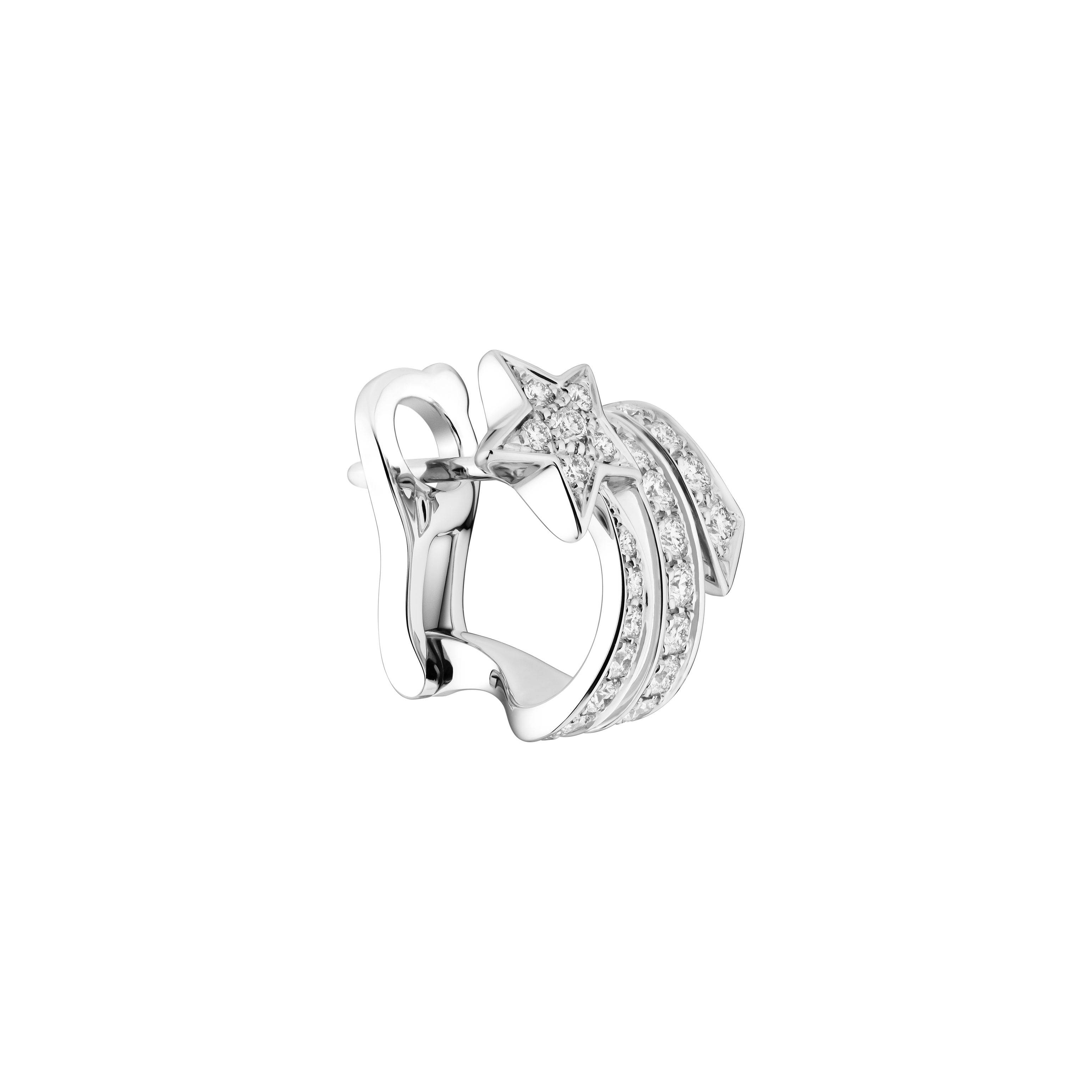ÉTOILE FILANTE耳环 - 白18K金，镶嵌钻石 - CHANEL - 四分之三视图
