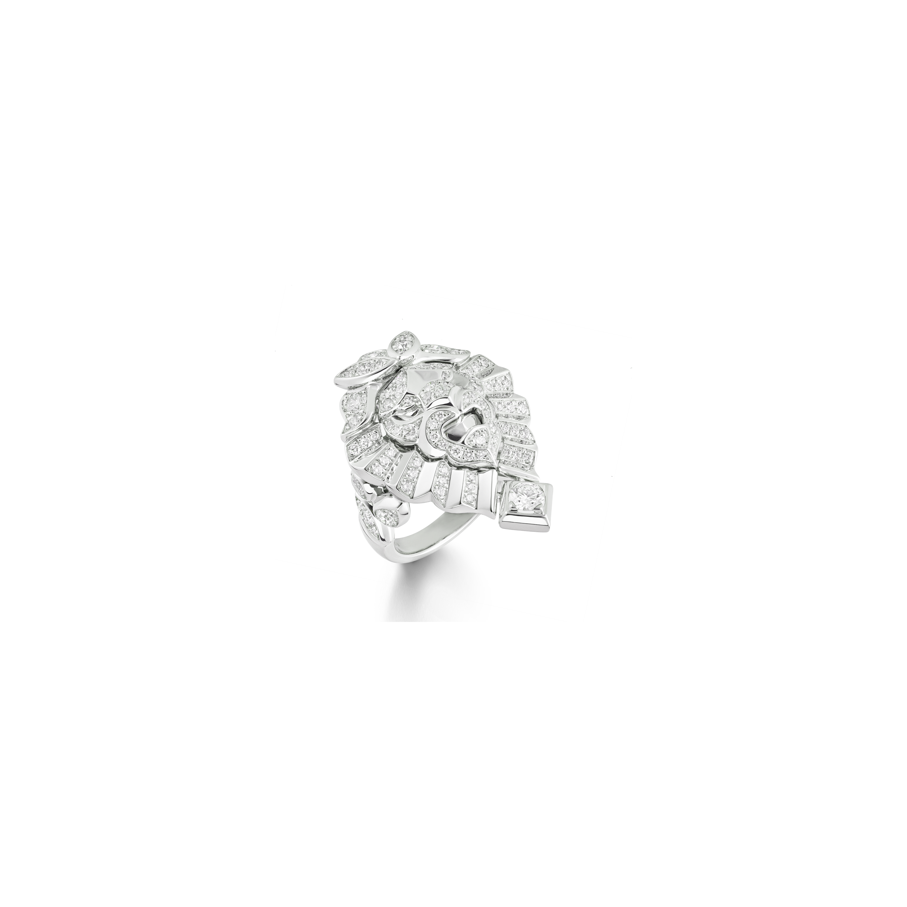 LION SOLAIRE DE CHANEL戒指 - 白18K金，镶嵌钻石 - CHANEL - 默认视图